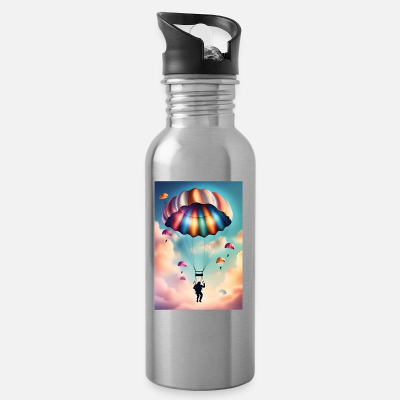 Parachute coloré - Gourde avec paille intégrée - argent clair
