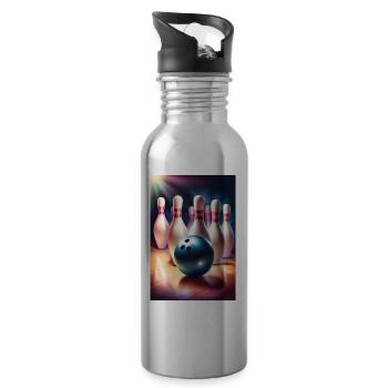 Superbe cadeau de fête des pères de bowling - Gourde avec paille intégrée - argent clair - Droite