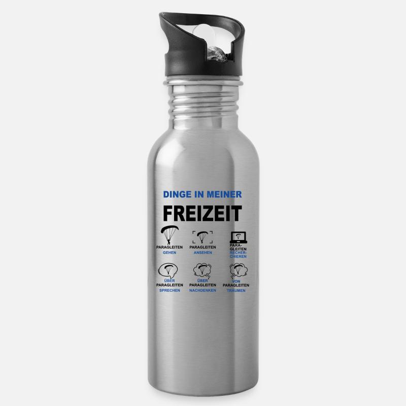 Paragleiten Gleitschirmfliegen Gleitsegeln Pilot - Trinkflasche mit integriertem Trinkhalm - Lightsilver
