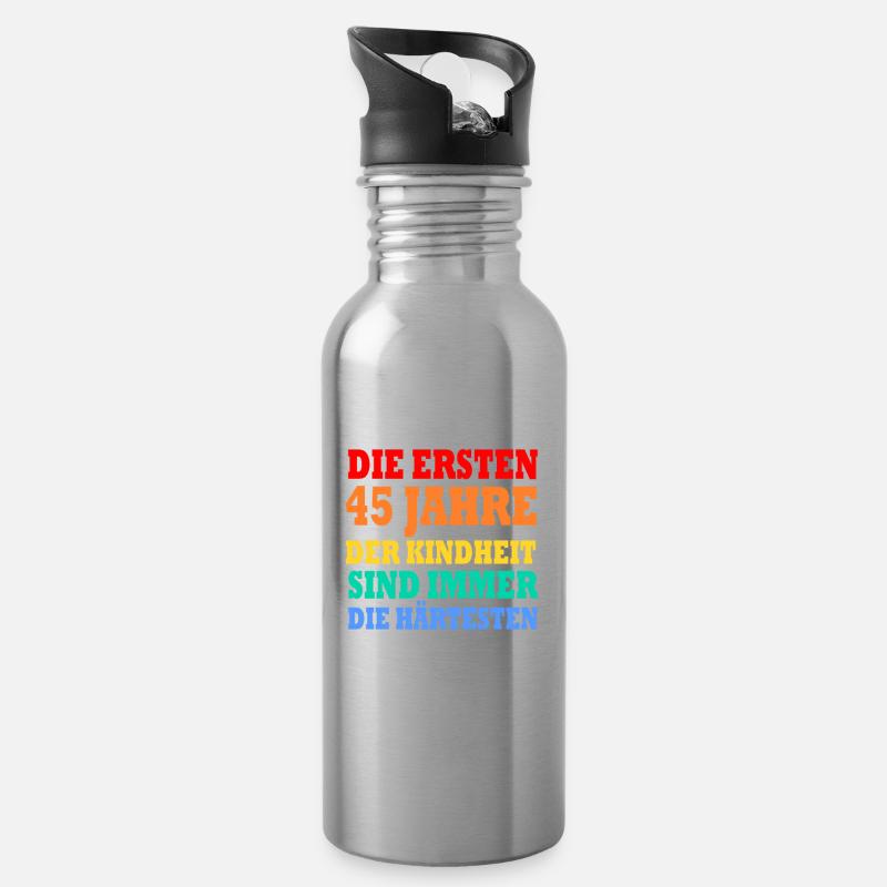 45 Jahre lustiger Spruch 45. Geburtstag Geschenk - Trinkflasche mit integriertem Trinkhalm - Lightsilver