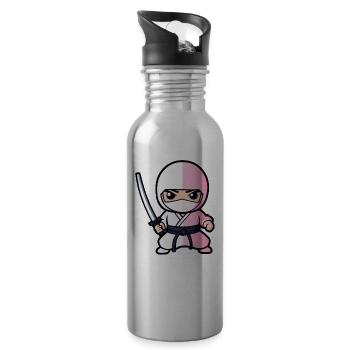 Mignon ninja blanc avec épée katana - Gourde avec paille intégrée - argent clair - Droite