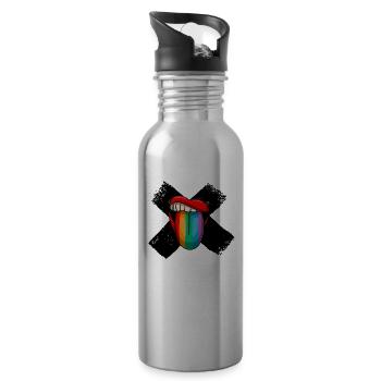 Zungeraus Statement - Trinkflasche mit integriertem Trinkhalm - Lightsilver - Rechts