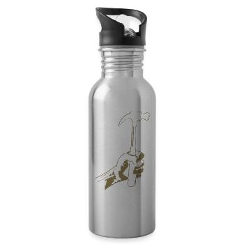 Zimmerer Hammer Silhouette Minimalist - Water bottle with straw - silver - Right
