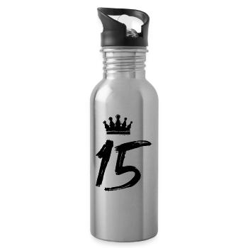 15 Couronne numérique - Gourde avec paille intégrée - argent clair - Droite