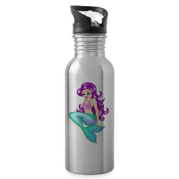 Meerjungfrau Nixe Glitzer - Trinkflasche mit integriertem Trinkhalm - Lightsilver - Rechts