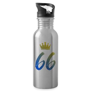 66 Zahl Krone - Trinkflasche mit integriertem Trinkhalm - Lightsilver - Rechts