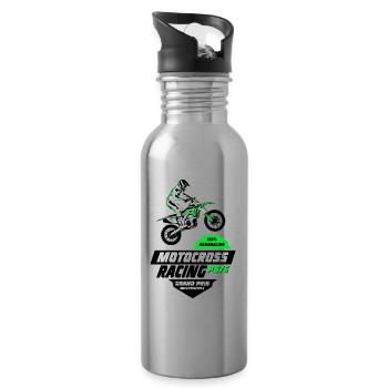 Supercross - Moto Cross - Motocross - Water bottle with straw - silver - Right