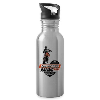 Moto Cross - Motocross - Supercross - Water bottle with straw - silver - Right