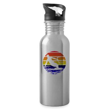Kitesurfer Sonnenuntergang - Trinkflasche mit integriertem Trinkhalm - Lightsilver - Rechts