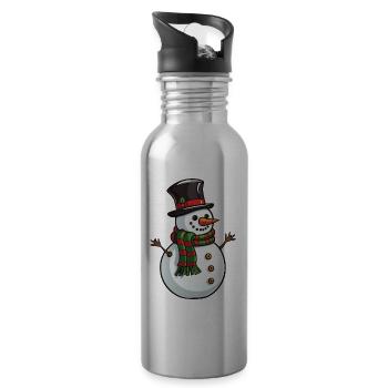 Schneemann Winter Weihnachten Schnee - Trinkflasche mit integriertem Trinkhalm - Lightsilver - Rechts