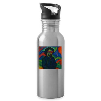 Dicker Onkel Franz-Marc-Stil - Trinkflasche mit integriertem Trinkhalm - Lightsilver - Rechts