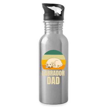 Retro Dogs Papa Labrador - Water bottle with straw - silver - Right