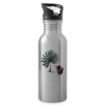 Palme - Trinkflasche mit integriertem Trinkhalm - Lightsilver - Rechts