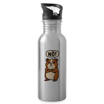 Nö! Meerschweinchen Einfach Nein lustig - Trinkflasche mit integriertem Trinkhalm - Lightsilver - Rechts