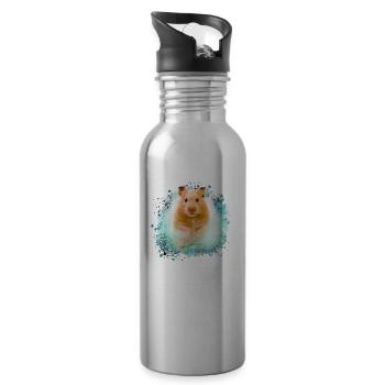 hamster, graffiti,malerei,grün,goldhamster - Trinkflasche mit integriertem Trinkhalm - Lightsilver - Rechts