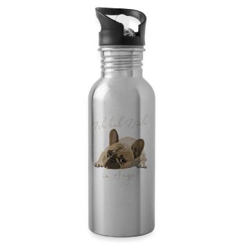Hund mit Spruch-Ich hab Dich im Auge ! - Trinkflasche mit integriertem Trinkhalm - Lightsilver - Rechts