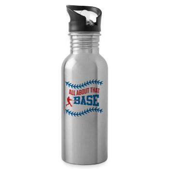 Base Baseball Slogan - Water bottle with straw - silver - Right