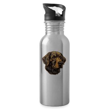 Labrador Hund Portrait - Trinkflasche mit integriertem Trinkhalm - Lightsilver - Rechts