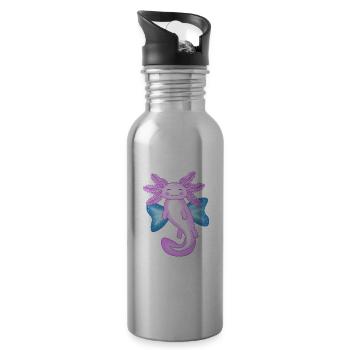 Angel axolotl - Water bottle with straw - silver - Right
