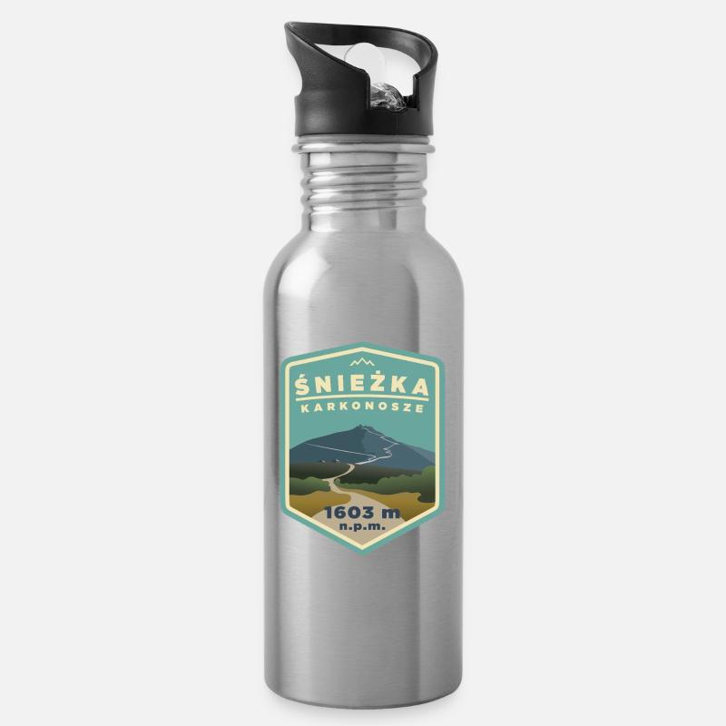 Schneekoppe - der höchste Gipfel des Riesengebirges - Trinkflasche mit integriertem Trinkhalm - Lightsilver