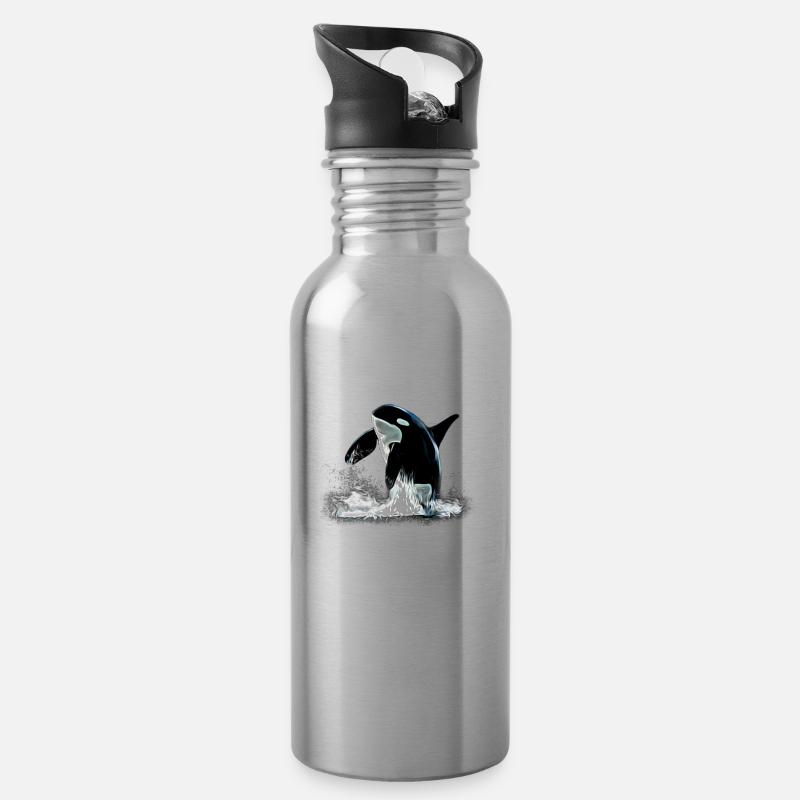 Orca - Trinkflasche mit integriertem Trinkhalm - Lightsilver
