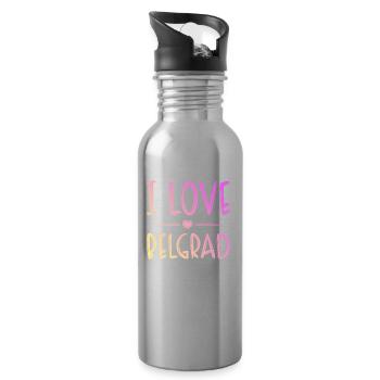 I Love Belgrad - Trinkflasche mit integriertem Trinkhalm - Lightsilver - Rechts