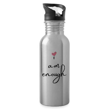 I am enough - schwarz - Trinkflasche mit integriertem Trinkhalm - Lightsilver - Rechts