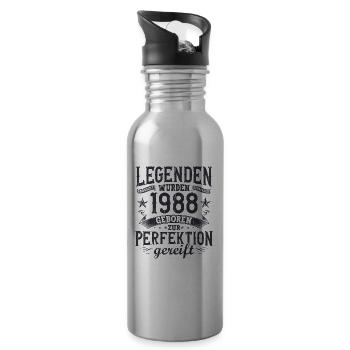 Legenden wurden im Jahrgang 1988 geboren - Trinkflasche mit integriertem Trinkhalm - Lightsilver - Rechts