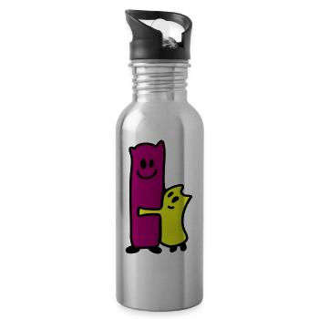 Umarmen - Trinkflasche mit integriertem Trinkhalm - Lightsilver - Rechts