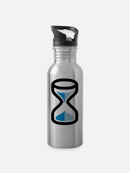 Sanduhr - Trinkflasche mit integriertem Trinkhalm - Lightsilver