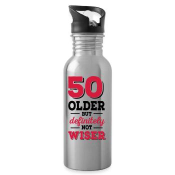 50 Geburtstag - Trinkflasche mit integriertem Trinkhalm - Lightsilver - Rechts