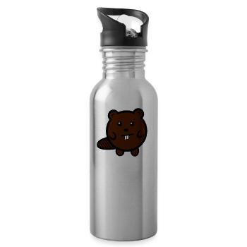 Mr. Biber - Trinkflasche mit integriertem Trinkhalm - Lightsilver - Rechts