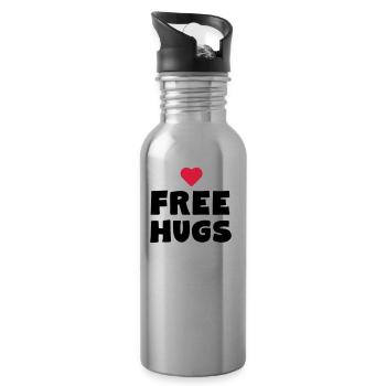 Free Hugs - Trinkflasche mit integriertem Trinkhalm - Lightsilver - Rechts