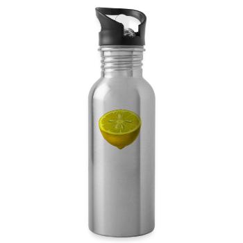 Zitrone - Trinkflasche mit integriertem Trinkhalm - Lightsilver - Rechts