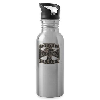 born to ride motorcycle biker 1962 - Trinkflasche mit integriertem Trinkhalm - Lightsilver - Rechts