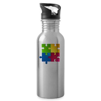 puzzle - Water bottle with straw - silver - Right