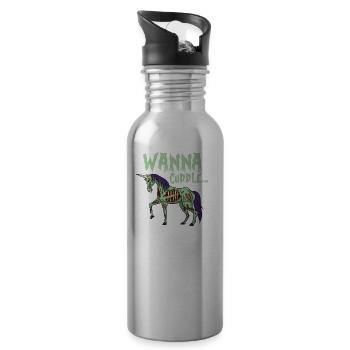 Halloween Unicorn zombie mort-vivant drôle de cadeau - Gourde avec paille intégrée - argent clair - Droite