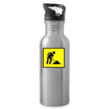 bauen handwerker mechaniker baustelle maurer176 - Trinkflasche mit integriertem Trinkhalm - Lightsilver - Rechts