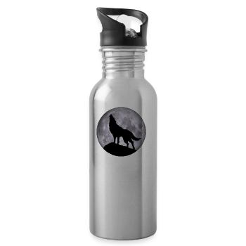 Wolf Full Moon Halloween Night Nightmare Nightmare - Water bottle with straw - silver - Right