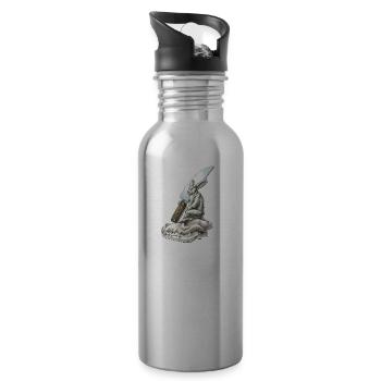 shirt motiv hare knife skull bad rabbit solo - Water bottle with straw - silver - Right