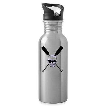 Totenkopf Paddel Ruder Kanu Drachenboot - Trinkflasche mit integriertem Trinkhalm - Lightsilver - Rechts