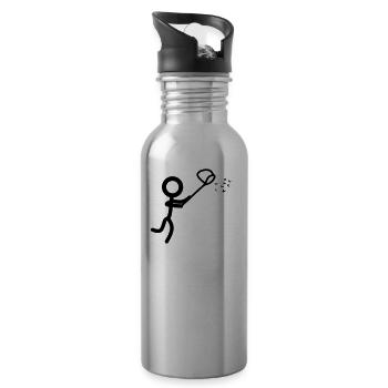 Stickman fangen - Trinkflasche mit integriertem Trinkhalm - Lightsilver - Rechts