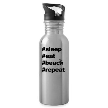 sleep eat beach repeat xx - Water bottle with straw - silver - Right