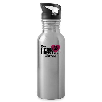 Diese Frau liebt ihren Hund Malinois - Trinkflasche mit integriertem Trinkhalm - Lightsilver - Rechts