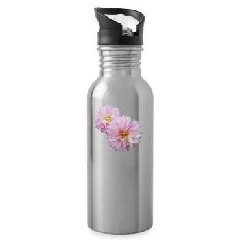 flowers lilies tulips orchids sunflower dahlia ger - Trinkflasche mit integriertem Trinkhalm - Lightsilver - Rechts