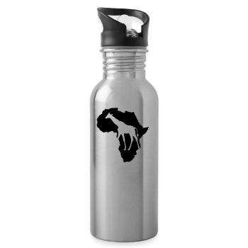 Giraffe Africa Safari Kenya Serengeti Roots Reggae - Water bottle with straw - silver - Right