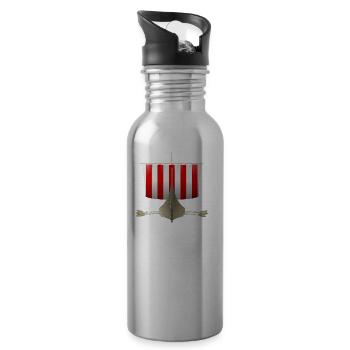 vikings wickinger warrior vikingboat boot47 - Trinkflasche mit integriertem Trinkhalm - Lightsilver - Rechts