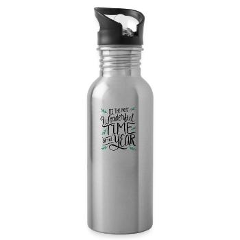 Christmas time Advent December Santa Claus Christmas - Water bottle with straw - silver - Right