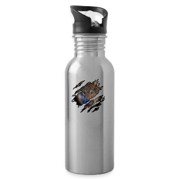 Wolf 2 in me - Water bottle with straw - silver - Right