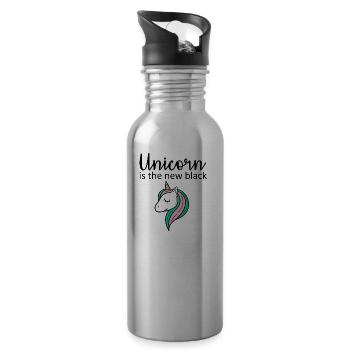 Einhorn ist das neue Schwarz - Trinkflasche mit integriertem Trinkhalm - Lightsilver - Rechts